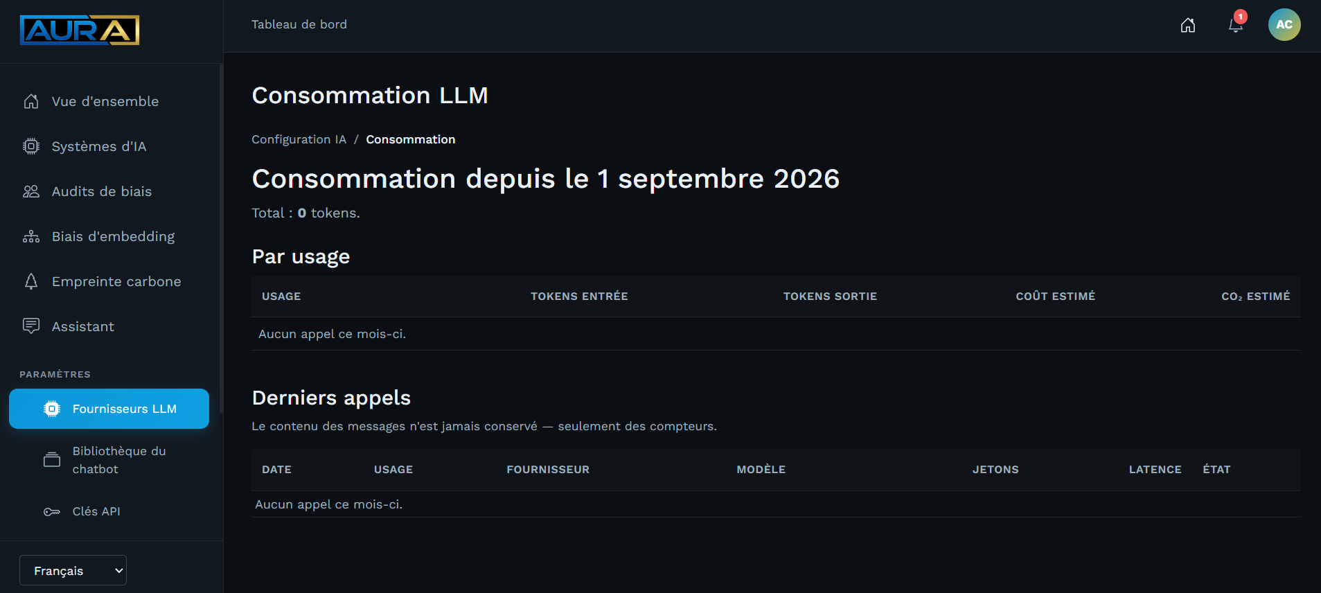 Le détail de la consommation par usage, avec le coût et les émissions estimés